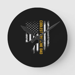 Amerikanische Flagge Coolster französischer Bulldo Runde Wanduhr