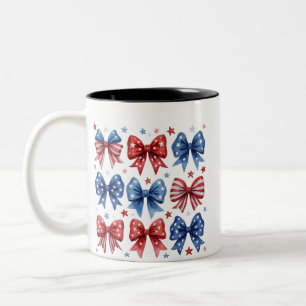Amerikanische Flagge Coquette Schleife 4. Juli Zweifarbige Tasse