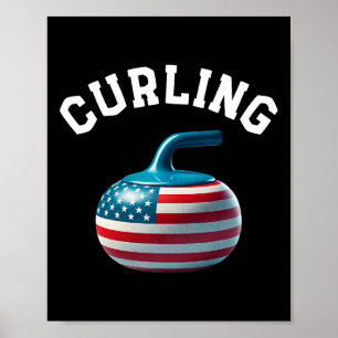 Amerikanische Flagge Curling USA 4. Juli Mann Frau Poster