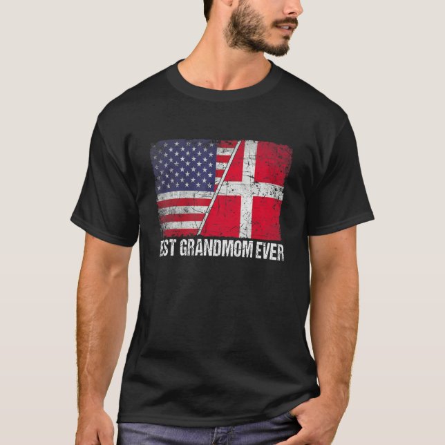 Amerikanische Flagge & Dänemark Flag Beste Großmut T-Shirt (Vorderseite)