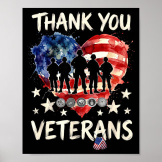 Amerikanische Flagge dank Veteranen stolz Veteran Poster
