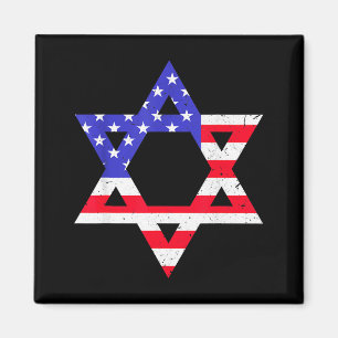 Amerikanische Flagge Davidstern Jüdisches Hanukkah Magnet