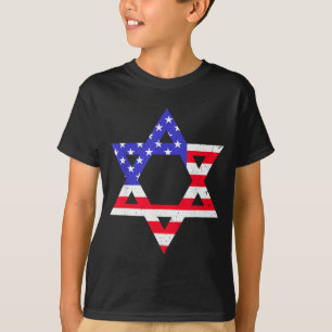 Amerikanische Flagge Davidstern Jüdisches Hanukkah T-Shirt