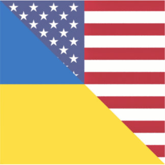 Amerikanische Flagge der Ukraine | Hälfte Ukraine  Aufkleber