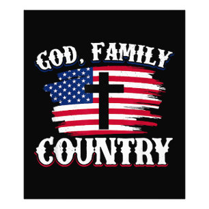 Amerikanische Flagge des Gottes, Familie, Christli Fotodruck