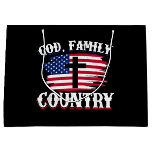 Amerikanische Flagge des Gottes, Familie, Christli Große Geschenktüte