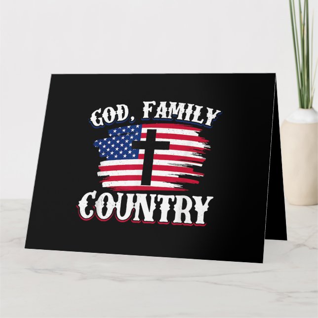 Amerikanische Flagge des Gottes, Familie, Christli Karte (Vorderseite)