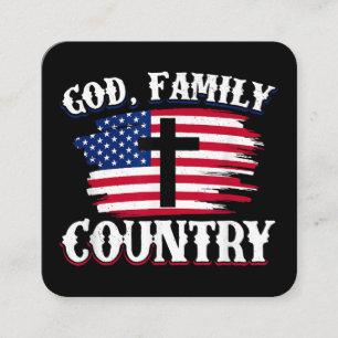Amerikanische Flagge des Gottes, Familie, Christli Quadratische Visitenkarte