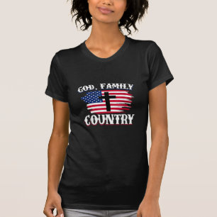 Amerikanische Flagge des Gottes, Familie, Christli T-Shirt