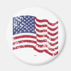 Amerikanische Flagge, die - beunruhigt wellenartig Magnet