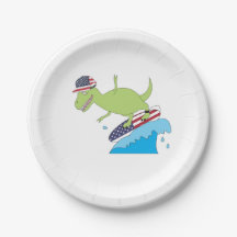 Amerikanische Flagge Dinosaurier Surfing