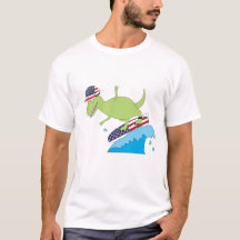 Amerikanische Flagge Dinosaurier Surfing