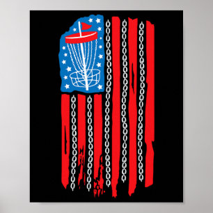 Amerikanische Flagge Disc Golf Bysket Kette 4. Jul Poster