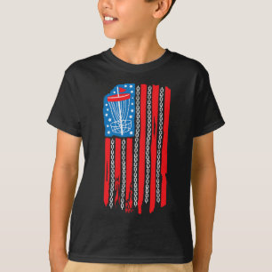 Amerikanische Flagge Disc Golf Bysket Kette 4. Jul T-Shirt