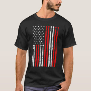 Amerikanische Flagge Drumsticks Usa Schlagzeuger V T-Shirt
