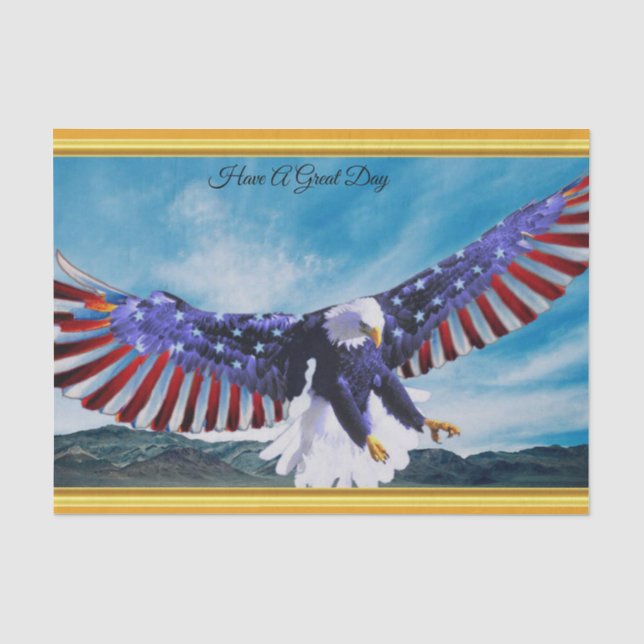 Amerikanische Flagge Eagle, das in die Seidenpapier (Vorderseite)