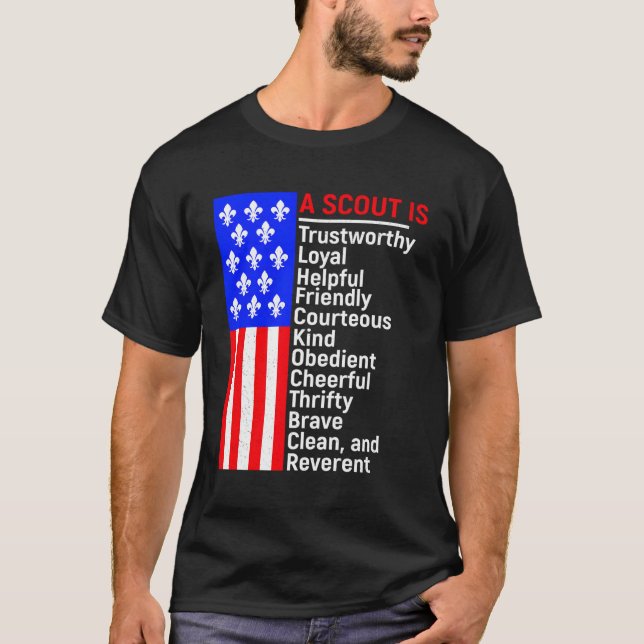 Amerikanische Flagge ein Scout ist vertrauenswürdi T-Shirt (Vorderseite)