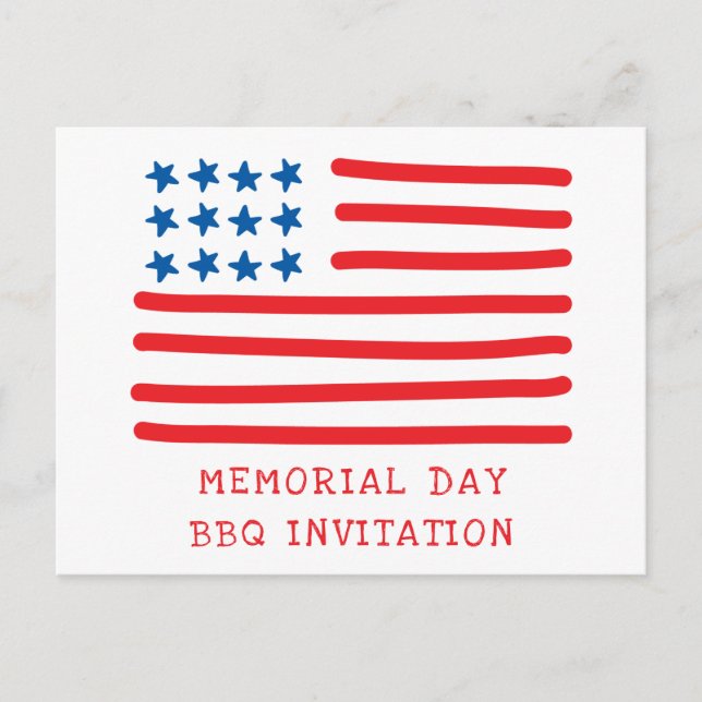 Amerikanische Flagge - Einladung zur GRILLEN des G Postkarte (Vorderseite)