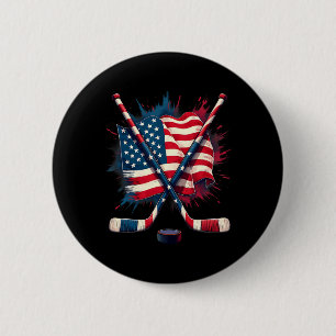 Amerikanische Flagge Eishockey Button