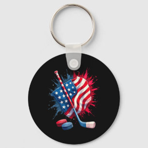 Amerikanische Flagge Eishockey Schlüsselanhänger