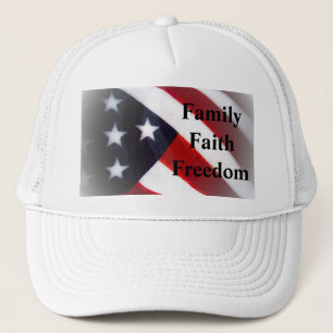 Amerikanische Flagge Familie, Glaube und Freiheit  Truckerkappe