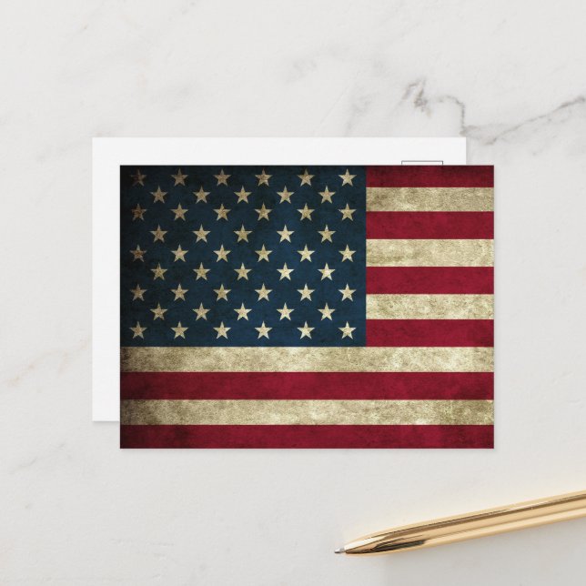 Amerikanische Flagge Feiertagspostkarte (Vorderseite/Rückseite Beispiel)