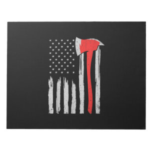 Amerikanische Flagge Feuerwehrmann Roter Feuerwehr Notizblock