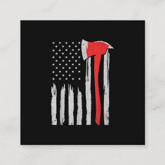Amerikanische Flagge Feuerwehrmann Roter Feuerwehr Quadratische Visitenkarte (Vorderseite)
