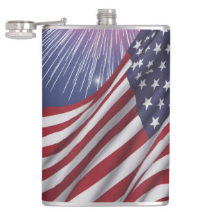 Amerikanische Flagge & Feuerwerk Flachmann