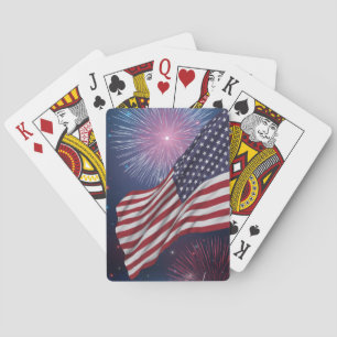 Amerikanische Flagge & Feuerwerk Spielkarten
