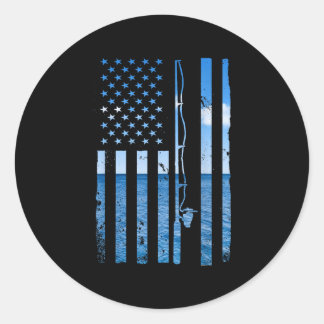 Amerikanische Flagge Fisch Fischer Fischermann Lus Runder Aufkleber