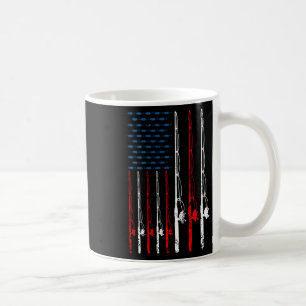 Amerikanische Flagge Fischen über Vintages Fi Kaffeetasse