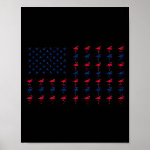 Amerikanische Flagge Flamingo Lover 4. Juli Patri Poster