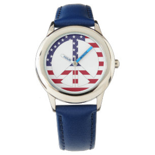 AMERIKANISCHE FLAGGE FRIEDENSZEICHEN ARMBANDUHR