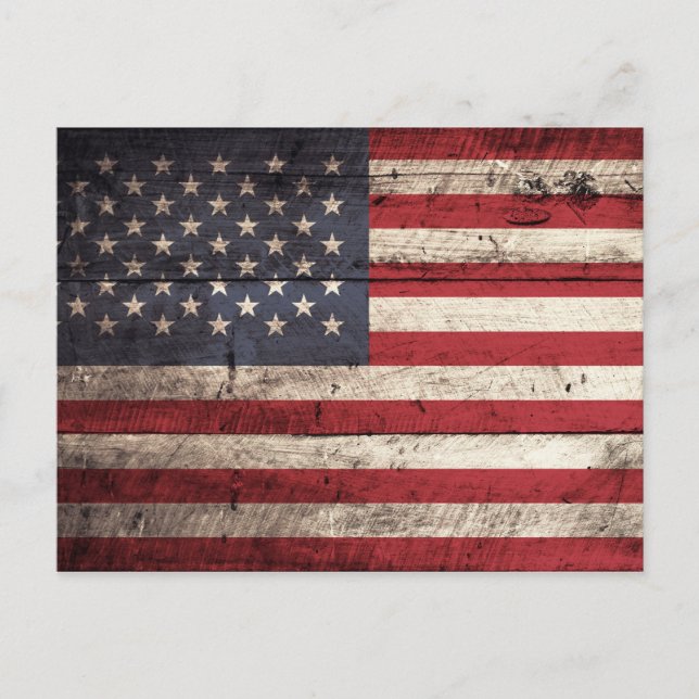 Amerikanische Flagge für altes Holzkörnchen Postkarte (Vorderseite)