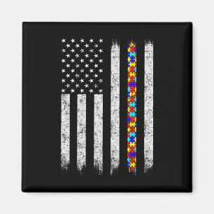 Amerikanische Flagge für Autismus Magnet