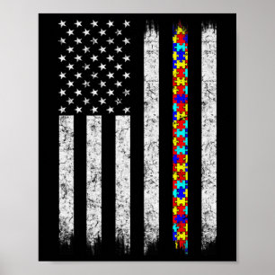 Amerikanische Flagge für Autismus Poster