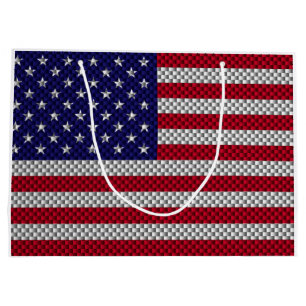 Amerikanische Flagge für Carbon Fiber Style Print Große Geschenktüte