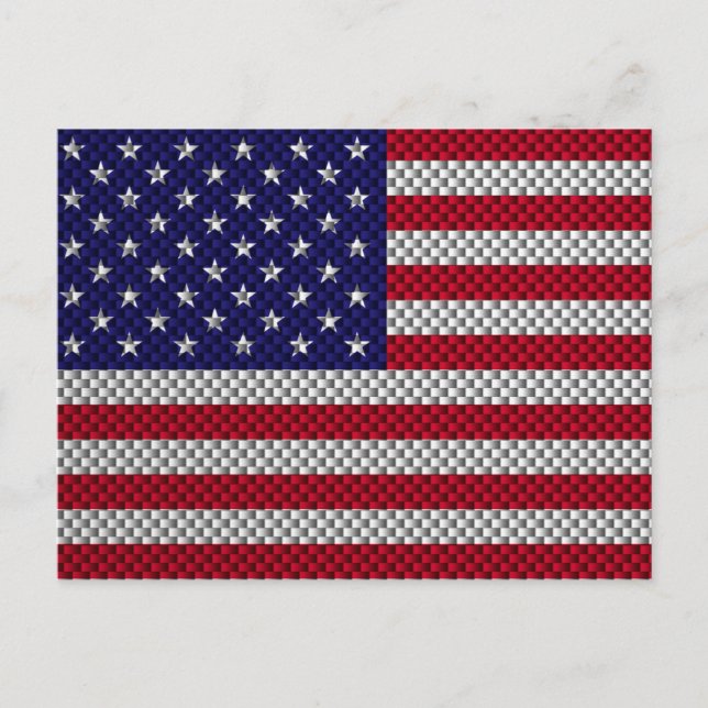 Amerikanische Flagge für Carbon Fiber Style Print Postkarte (Vorderseite)