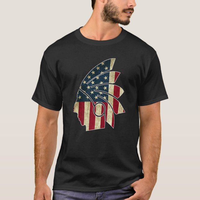 Amerikanische Flagge für die Ureinwohner und die U T-Shirt (Vorderseite)