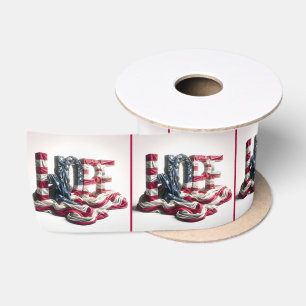 Amerikanische Flagge für Hoffnung Typografie Satinband