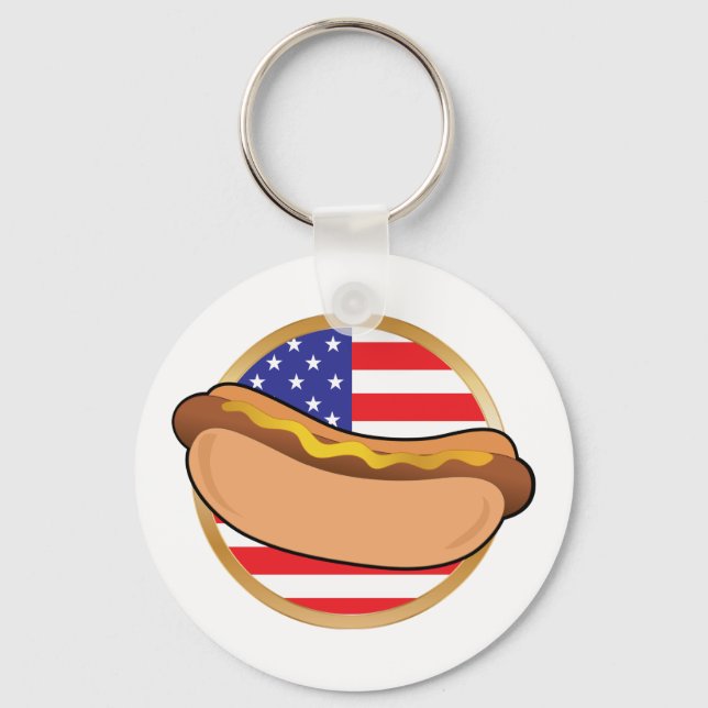Amerikanische Flagge für Hot Dog Schlüsselanhänger (Vorderseite)