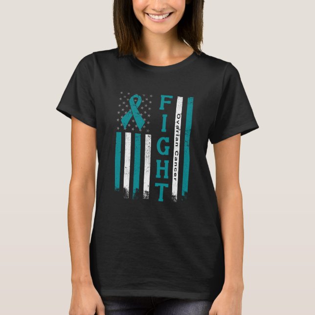 Amerikanische Flagge für Ovarialkarzinom T-Shirt (Vorderseite)