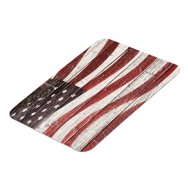 Amerikanische Flagge für rustikale Holztextur Magnet (Linke Seite)