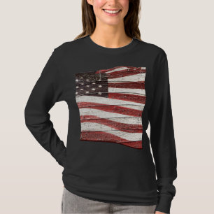 Amerikanische Flagge für rustikale Holztextur T-Shirt