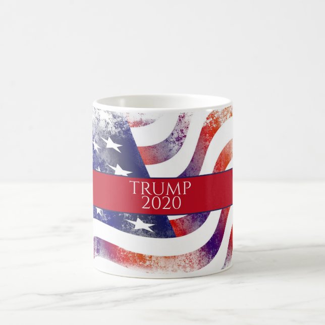 Amerikanische Flagge für Wasserfarbe Trump 2020 Kaffeetasse (Mittel)
