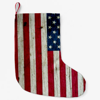 Amerikanische Flagge gemalt auf Holz Kleiner Weihnachtsstrumpf