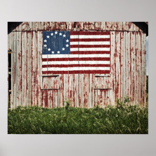 Amerikanische Flagge gemalt auf Scheune Poster