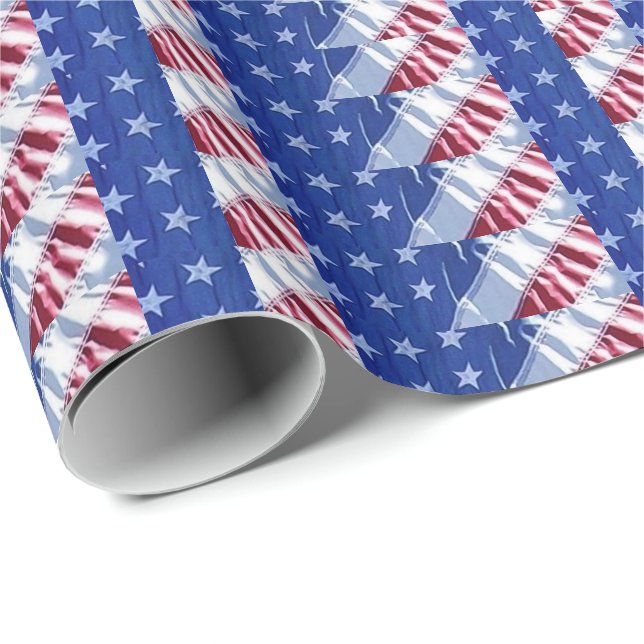 Amerikanische Flagge Geschenkpapier (Rolleneckpunkt)