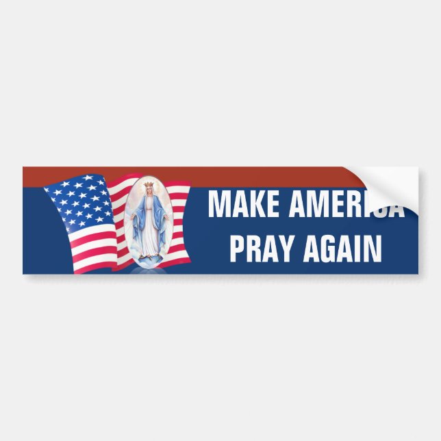 Amerikanische Flagge Gesegnete Jungfrau Mary Autoaufkleber (Vorne)